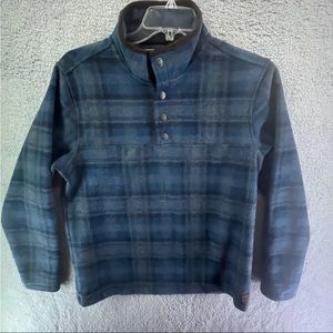 John Wayne Stock & Supply Men's Blue Plaid Long Sleeve 1/4 Zip Pullover Size L